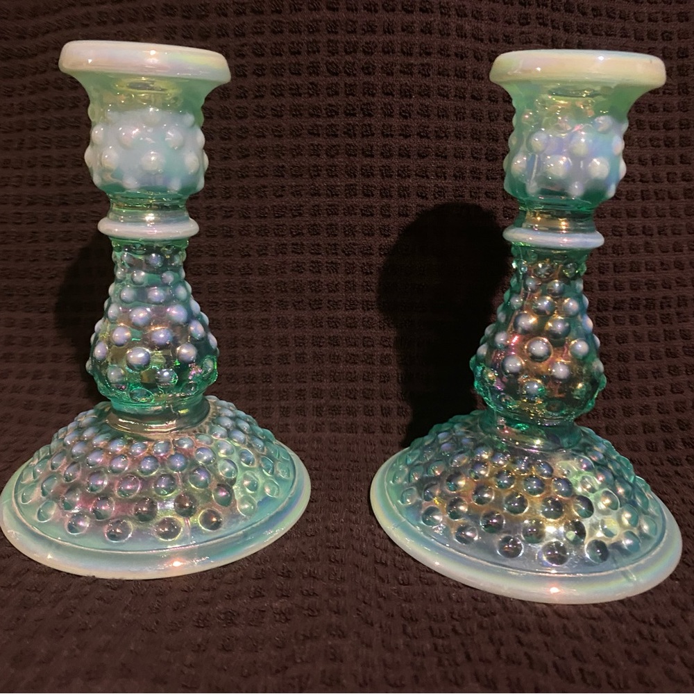 Fenton vintage candlestick holders.